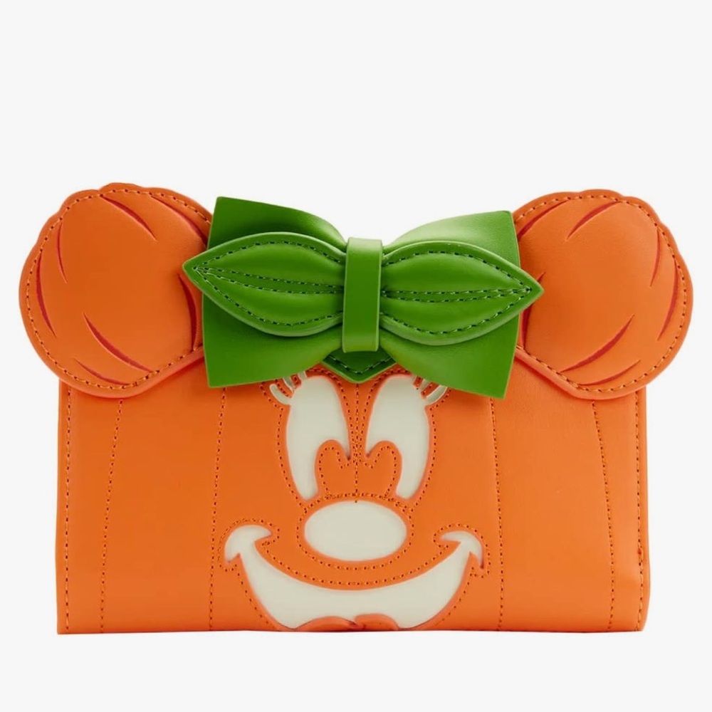 Loungefly Disney Glow Face Pumpkin Minnie Flap Wallet